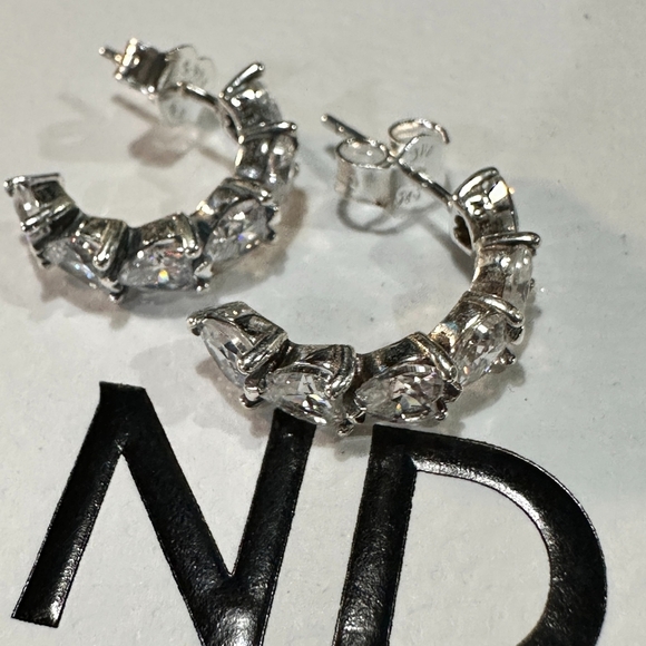 Authentic‎ PANDORA 925 Ale Sparkling Hearts Open Hoop Earrings 293657C01 - Picture 4 of 5